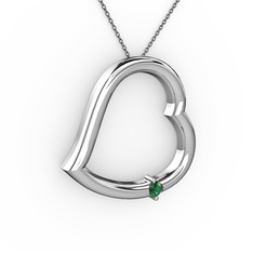 Kalpli Tektaş Kolye - Yeşil kuvars 8 ayar beyaz altın kolye (40 cm gümüş rolo zincir) #rhrwpo