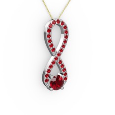 Tektaş Sonsuzluk Kolye - Garnet 14 ayar beyaz altın kolye (40 cm altın rolo zincir) #14h4yqo