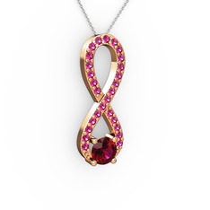 Tektaş Sonsuzluk Kolye - Rodolit garnet 14 ayar rose altın kolye (40 cm gümüş rolo zincir) #15wre28
