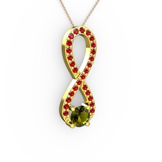 Tektaş Sonsuzluk Kolye - Peridot ve garnet 925 ayar altın kaplama gümüş kolye (40 cm gümüş rolo zincir) #cfdmqk