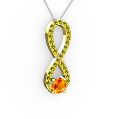 Tektaş Sonsuzluk Kolye - Sitrin ve peridot 925 ayar altın kaplama gümüş kolye (40 cm beyaz altın rolo zincir) #ixgbkp