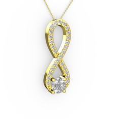 Tektaş Sonsuzluk Kolye - Swarovski 8 ayar altın kolye (40 cm altın rolo zincir) #mh3xow