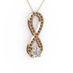 Tektaş Sonsuzluk Kolye - Swarovski ve dumanlı kuvars 18 ayar rose altın kolye (40 cm altın rolo zincir) #z73s0a