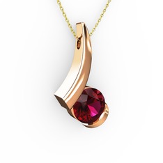 Rodolit garnet 18 ayar rose altın kolye (40 cm altın rolo zincir)