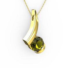 Peridot 8 ayar altın kolye (40 cm altın rolo zincir)