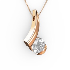Modern Tektaş Kolye - Swarovski 14 ayar rose altın kolye (40 cm rose altın rolo zincir) #1bu163n