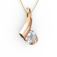 Modern Tektaş Kolye - Pırlanta 18 ayar rose altın kolye (0.92 karat, 40 cm altın rolo zincir) #1e217pi