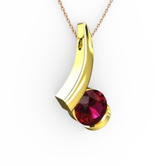 Modern Tektaş Kolye - Rodolit garnet 8 ayar altın kolye (40 cm rose altın rolo zincir) #1wbu6xe