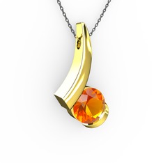 Modern Tektaş Kolye - Sitrin 18 ayar altın kolye (40 cm gümüş rolo zincir) #788xfa