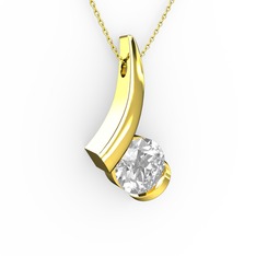 Modern Tektaş Kolye - Swarovski 14 ayar altın kolye (40 cm altın rolo zincir) #7d2nrd