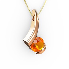 Modern Tektaş Kolye - Sitrin 8 ayar rose altın kolye (40 cm altın rolo zincir) #koph2l