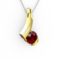 Garnet 8 ayar altın kolye (40 cm beyaz altın rolo zincir)