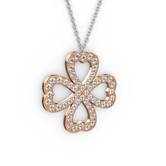 Yonca Kolye - Swarovski 18 ayar rose altın kolye (40 cm beyaz altın rolo zincir) #3m4v9j