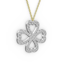 Swarovski 14 ayar beyaz altın kolye (40 cm gümüş rolo zincir)