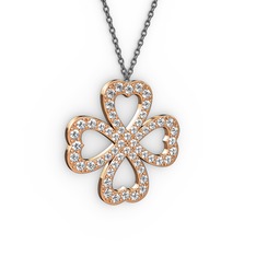 Yonca Kolye - Pırlanta 925 ayar rose altın kaplama gümüş kolye (0.84 karat, 40 cm gümüş rolo zincir) #630g82