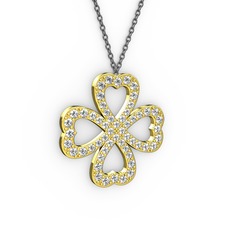 Yonca Kolye - Swarovski 14 ayar altın kolye (40 cm gümüş rolo zincir) #95ao13