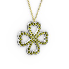 Peridot 925 ayar gümüş kolye (40 cm altın rolo zincir)