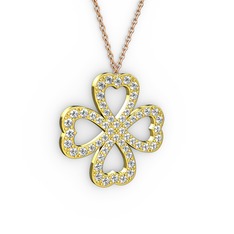 Swarovski 14 ayar altın kolye (40 cm gümüş rolo zincir)