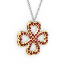Rodolit garnet 18 ayar altın kolye (40 cm beyaz altın rolo zincir)