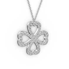 Swarovski 14 ayar beyaz altın kolye (40 cm gümüş rolo zincir)