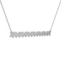 Yedi Fil Kolye - 14 ayar beyaz altın kolye (40 cm beyaz altın rolo zincir) #1x1v0k6