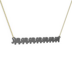 Yedi Fil Kolye - 925 ayar siyah rodyum kaplama gümüş kolye (40 cm gümüş rolo zincir) #iwqn30