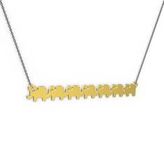 Yedi Fil Kolye - 8 ayar altın kolye (40 cm gümüş rolo zincir) #nzm6ko