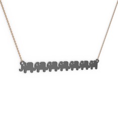 Yedi Fil Kolye - 925 ayar siyah rodyum kaplama gümüş kolye (40 cm rose altın rolo zincir) #vp6pre