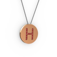 Garnet 18 ayar rose altın kolye (40 cm gümüş rolo zincir)