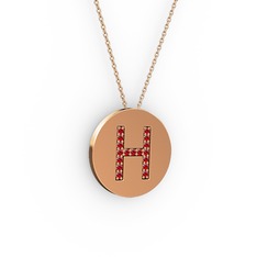Garnet 14 ayar rose altın kolye (40 cm gümüş rolo zincir)