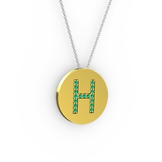 Yeşil kuvars 18 ayar altın kolye (40 cm gümüş rolo zincir)