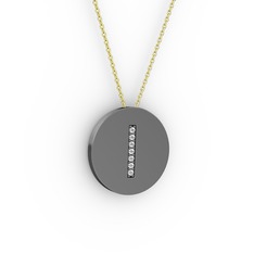 I Baş Harf Kolye - Swarovski 925 ayar siyah rodyum kaplama gümüş kolye (40 cm altın rolo zincir) #11abogg