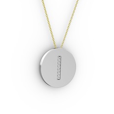 I Baş Harf Kolye - Swarovski 14 ayar beyaz altın kolye (40 cm altın rolo zincir) #11ud3j7