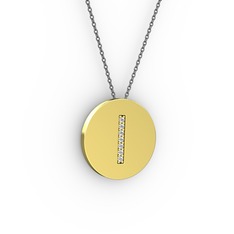 I Baş Harf Kolye - Swarovski 925 ayar altın kaplama gümüş kolye (40 cm gümüş rolo zincir) #1fk1d8e
