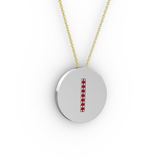 Garnet 14 ayar beyaz altın kolye (40 cm altın rolo zincir)
