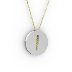 Peridot 18 ayar beyaz altın kolye (40 cm altın rolo zincir)