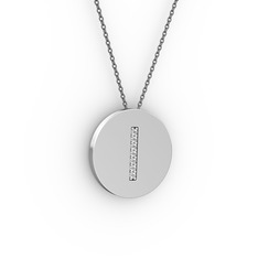 I Baş Harf Kolye - Swarovski 14 ayar beyaz altın kolye (40 cm gümüş rolo zincir) #5i7yvf