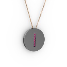 Rodolit garnet 925 ayar siyah rodyum kaplama gümüş kolye (40 cm gümüş rolo zincir)