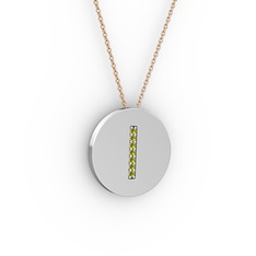 I Baş Harf Kolye - Peridot 8 ayar beyaz altın kolye (40 cm gümüş rolo zincir) #rzgzso