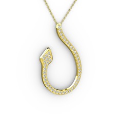 Yılan Kolye - Beyaz zirkon 18 ayar altın kolye (40 cm altın rolo zincir) #12kvfnk