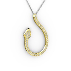 Yılan Kolye - Beyaz zirkon 8 ayar altın kolye (40 cm beyaz altın rolo zincir) #13212tl
