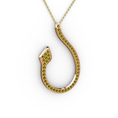 Yılan Kolye - Peridot 14 ayar rose altın kolye (40 cm gümüş rolo zincir) #14tvi4n