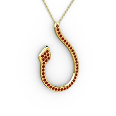 Yılan Kolye - Garnet 18 ayar altın kolye (40 cm altın rolo zincir) #151t6pj