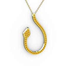 Yılan Kolye - Sitrin 18 ayar altın kolye (40 cm altın rolo zincir) #16azy4q