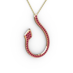 Yılan Kolye - Rodolit garnet 8 ayar rose altın kolye (40 cm altın rolo zincir) #19w6rhq