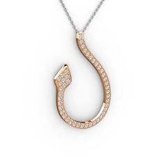 Beyaz zirkon 18 ayar rose altın kolye (40 cm beyaz altın rolo zincir)