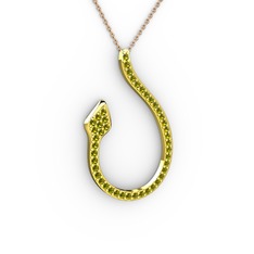 Yılan Kolye - Peridot 8 ayar altın kolye (40 cm rose altın rolo zincir) #1cs56e8