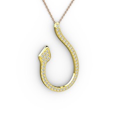 Yılan Kolye - Swarovski 14 ayar altın kolye (40 cm gümüş rolo zincir) #1dzz23d