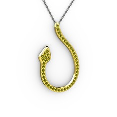 Peridot 925 ayar altın kaplama gümüş kolye (40 cm gümüş rolo zincir)