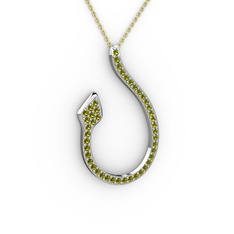 Peridot 925 ayar gümüş kolye (40 cm altın rolo zincir)